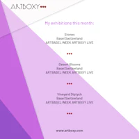 a poster with the words artox exhibitions this month
